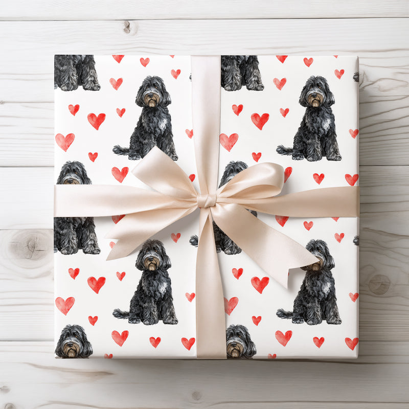 Curlyheart Whisper – Barbet watercolor hearts wrapping paper