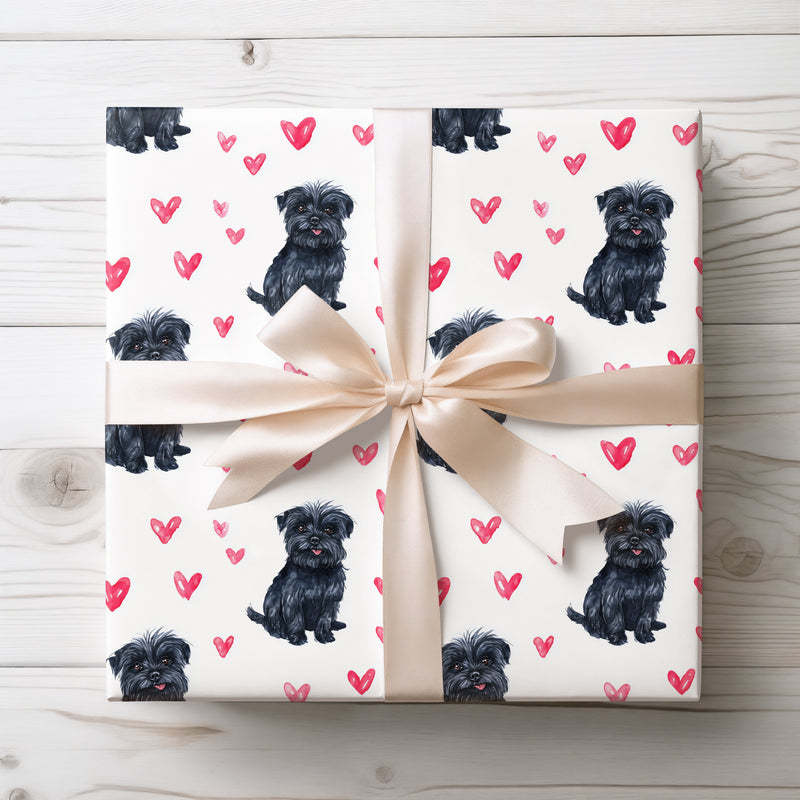 Heartwhisk Noir – Affenpinscher Dog Hearts wrapping paper