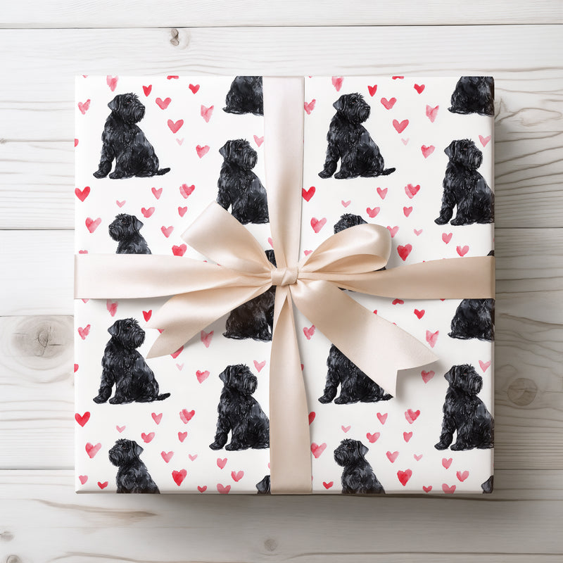 Nightbloom Sentinel – Black Russian Terrier Hearts wrapping paper