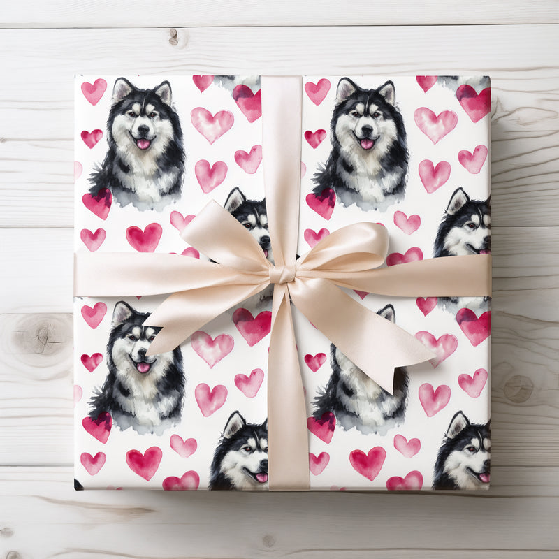 Northheart Spirit – Alaskan Malamute Dog Hearts wrapping paper
