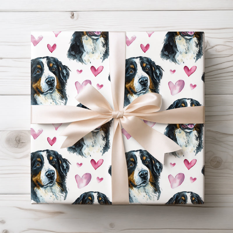 Shadowpaw Affection – Black and Tan Coonhound watercolor hearts wrapping paper