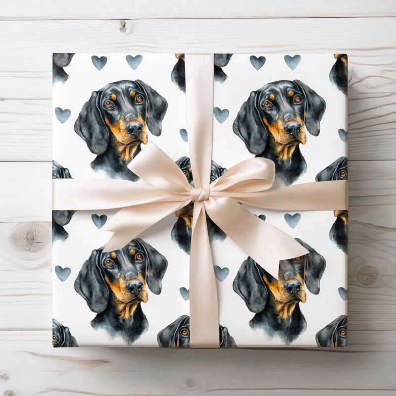 Snowpuff Love – Bichon Frise watercolor hearts wrapping paper