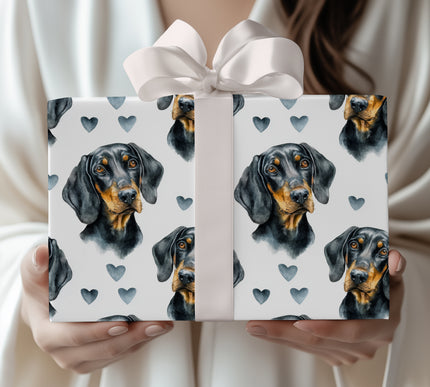 Snowpuff Love – Bichon Frise watercolor hearts wrapping paper