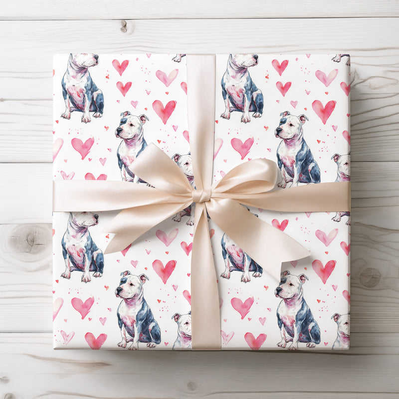 Bullyheart Love – American Bully Dog Hearts wrapping paper