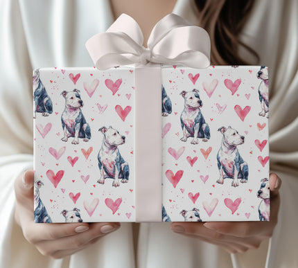 Bullyheart Love – American Bully Dog Hearts wrapping paper