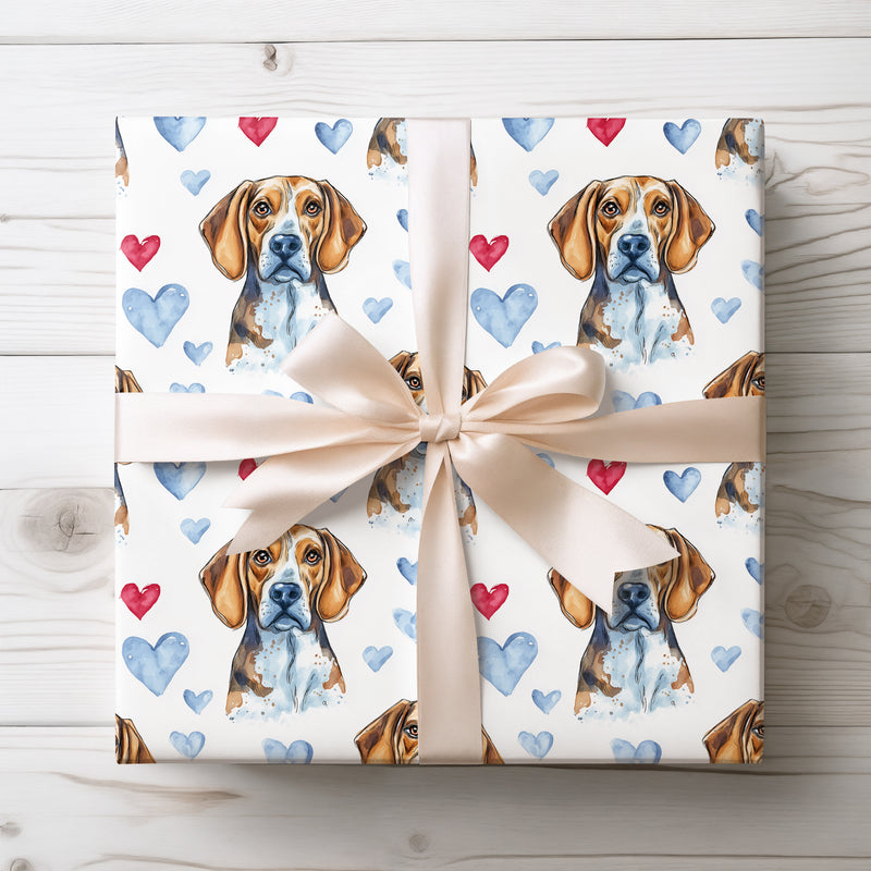 Foxheart Classic – American Foxhound Dog Hearts wrapping paper