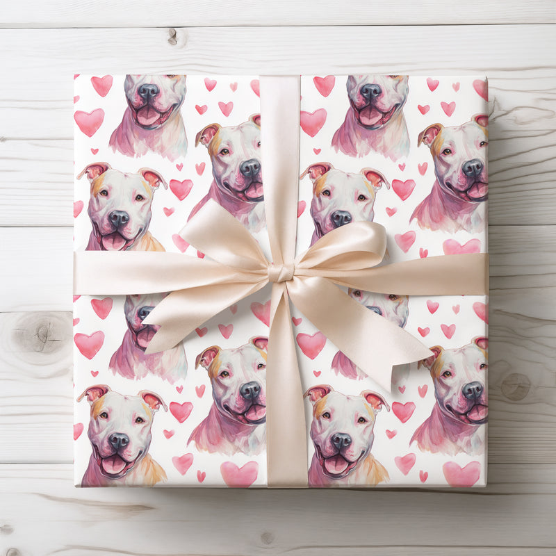 Staffyheart Smile – American Staffordshire Terrier Dog Hearts wrapping paper