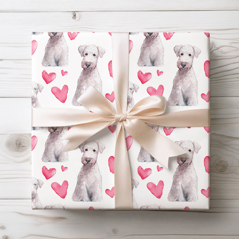 Velourheart Grace – Bedlington Terrier watercolor hearts wrapping paper