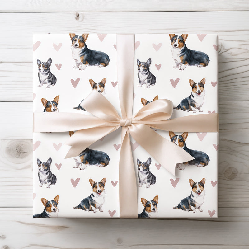 Hearthuddle – Cardigan Welsh Corgi hearts wrapping paper