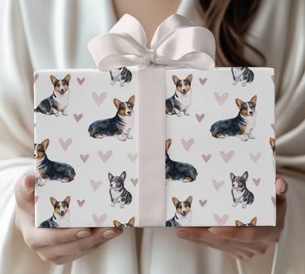 Hearthuddle – Cardigan Welsh Corgi hearts wrapping paper
