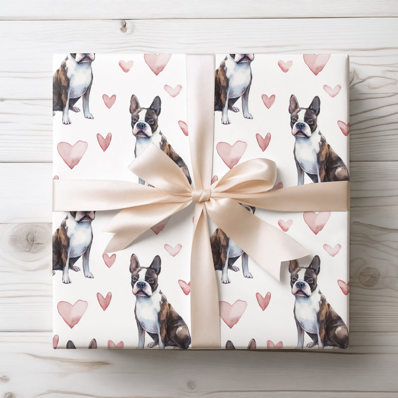 Heartpaw Vale – Boston Terrier Love wrapping paper