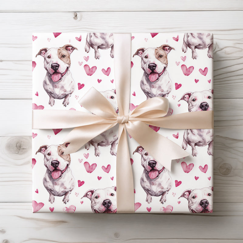 Pitheart Smile – American Pit Bull Terrier Dog Hearts wrapping paper