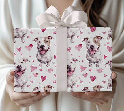 Pitheart Smile – American Pit Bull Terrier Dog Hearts wrapping paper
