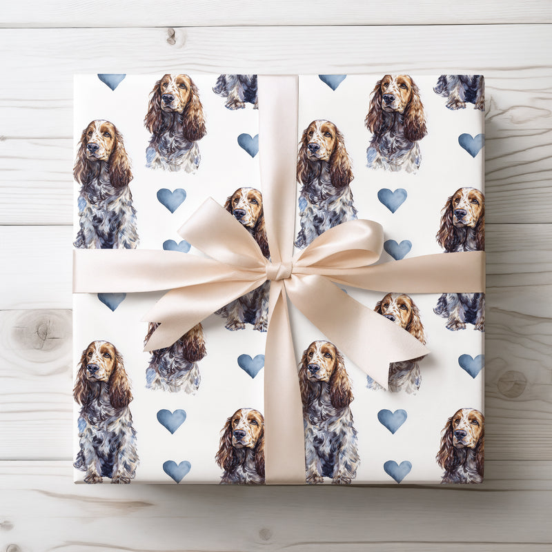 Silkear Meadow – English Cocker Spaniel hearts wrapping paper