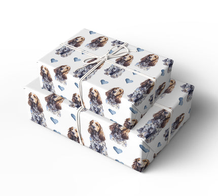Silkear Meadow – English Cocker Spaniel hearts wrapping paper