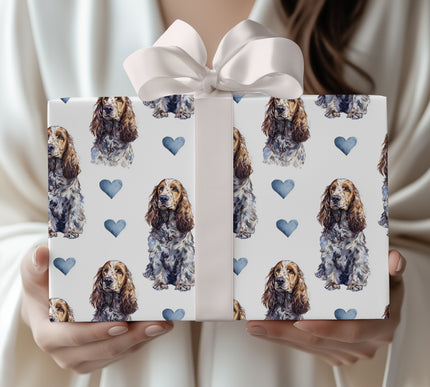 Silkear Meadow – English Cocker Spaniel hearts wrapping paper