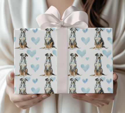 Skystone Paws – Catahoula Leopard Dog Hearts wrapping paper