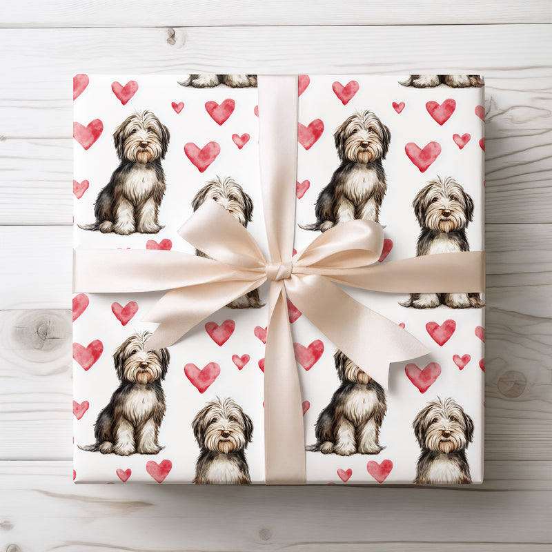 Softpaw Reverie – Barbet watercolor hearts wrapping paper