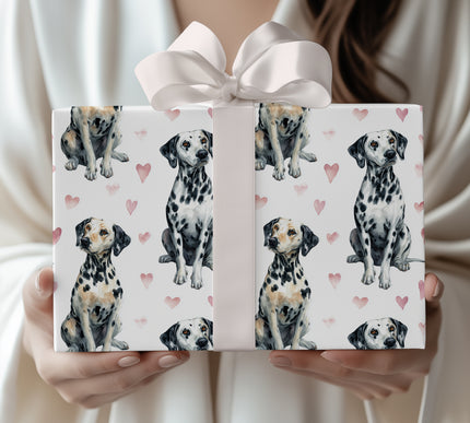 Spotwhisper Bloom – Dalmatian hearts wrapping paper