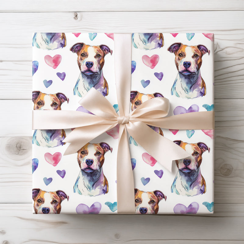 Staffyheart Bold – American Staffordshire Terrier Dog Hearts wrapping paper