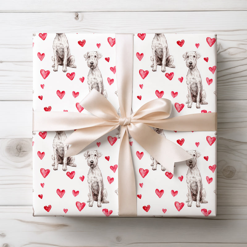 Velourheart Muse – Bedlington Terrier watercolor hearts wrapping paper