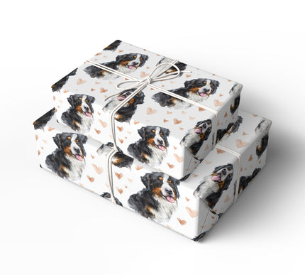 Alpine Rosebond – Bernese Mountain Dog watercolor hearts wrapping paper