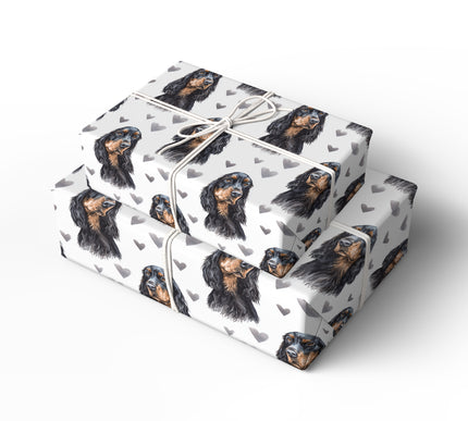 Ashenheart Poise – Gordon Setter watercolor hearts wrapping paper