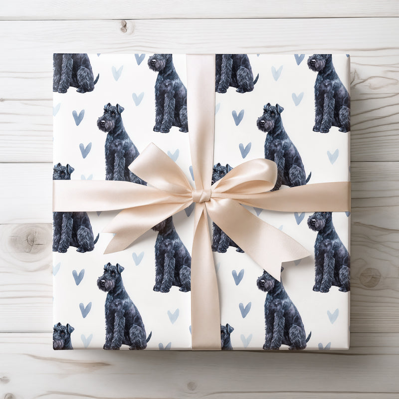 Blueheart Crest – Kerry Blue Terrier Love Pattern wrapping paper