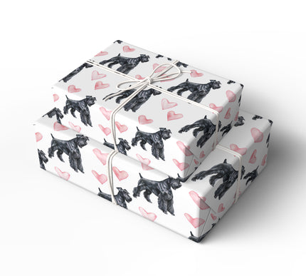 Boldiron Bloom – Giant Schnauzer watercolor hearts wrapping paper