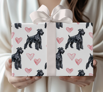 Boldiron Bloom – Giant Schnauzer watercolor hearts wrapping paper