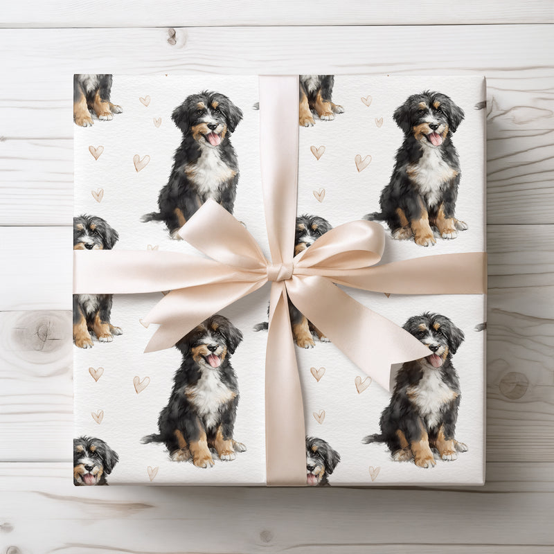 Boldiron Bloom – Giant Schnauzer watercolor hearts wrapping paper