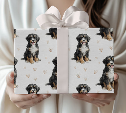 Boldiron Bloom – Giant Schnauzer watercolor hearts wrapping paper