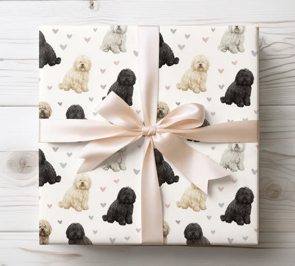 Beautiful watercolor Puli wrapping paper showcasing the iconic corded Puli coat paired with gentle heart details. Ideal for Puli lovers, dog-themed gifts, birthdays, Valentine’s Day, and special celebrations. High-quality seamless Puli dog wrapping paper that adds character, love, and uniqueness to any present. 
