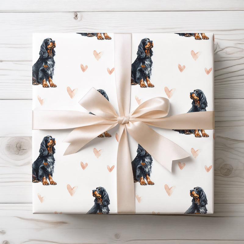 Emberveil Charm – Gordon Setter watercolor hearts wrapping paper