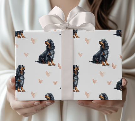 Emberveil Charm – Gordon Setter watercolor hearts wrapping paper