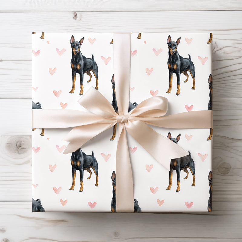 Heartguard Noir – Manchester Terrier love pattern wrapping paper