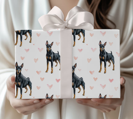 Heartguard Noir – Manchester Terrier love pattern wrapping paper