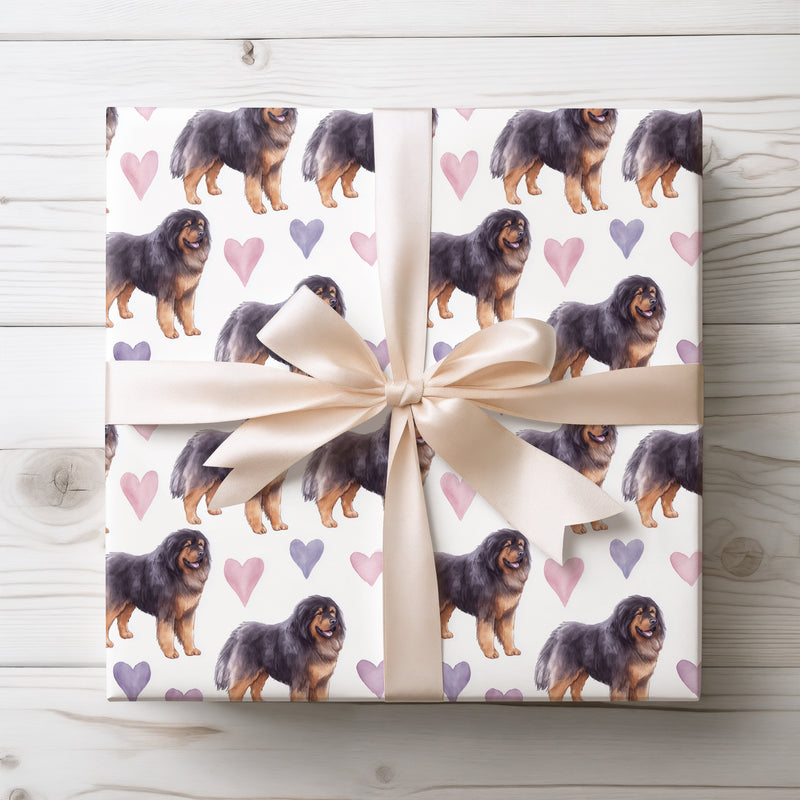 Hearthbound Majesty – Tibetan Mastiff love wrapping paper