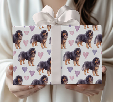 Hearthbound Majesty – Tibetan Mastiff love wrapping paper