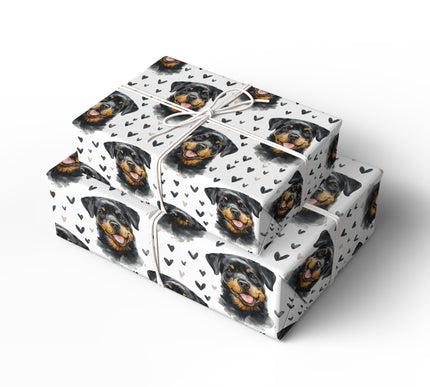 Ironheart Whisper – Rottweiler hearts wrapping paper