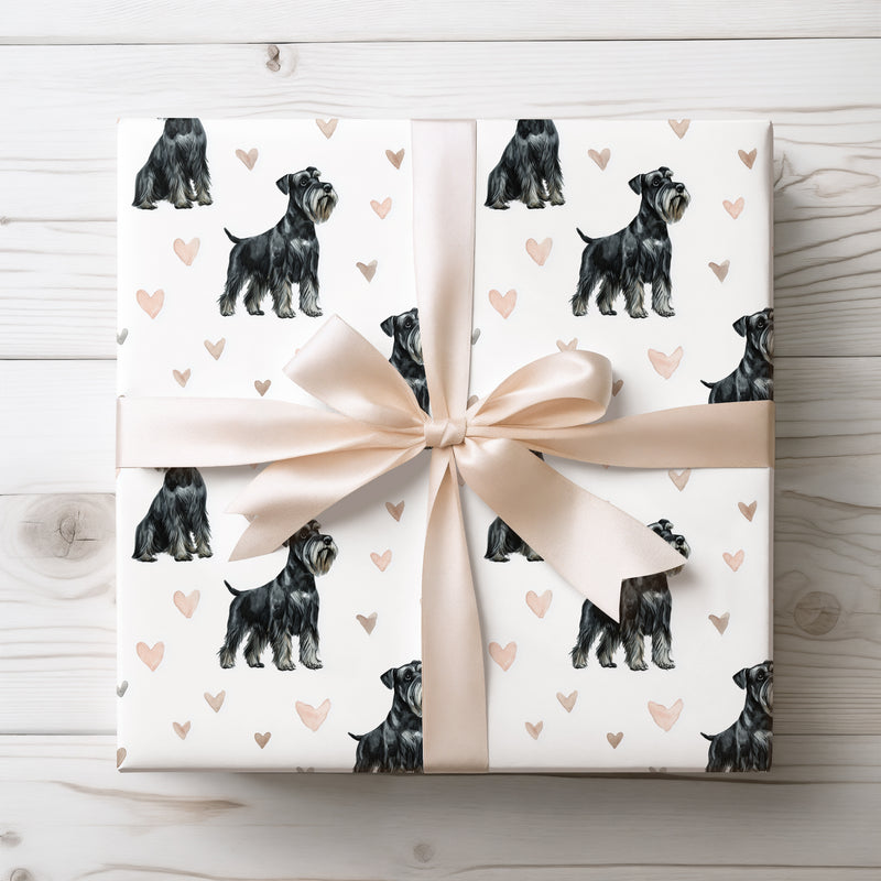 Ironwhisk Haven – Giant Schnauzer watercolor hearts wrapping paper