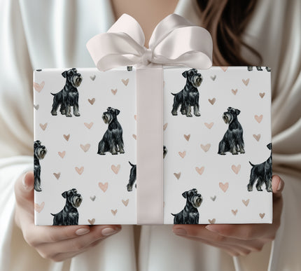 Ironwhisk Haven – Giant Schnauzer watercolor hearts wrapping paper