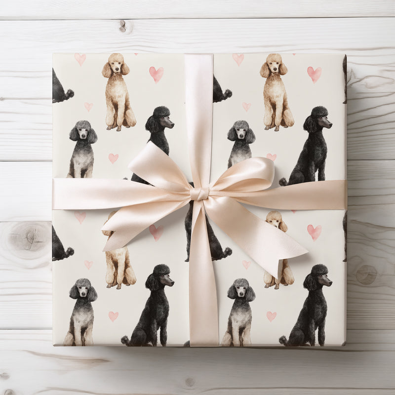 Petalcloud Romance – Standard Poodle love wrapping paper