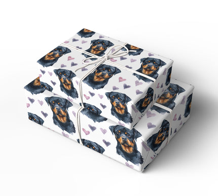 Velvetguard Bloom – Rottweiler hearts wrapping paper