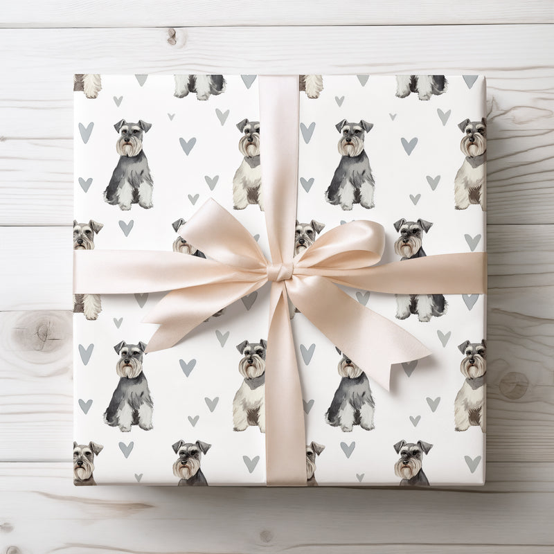 Gentle Beard Bloom – Miniature Schnauzer love wrapping paper