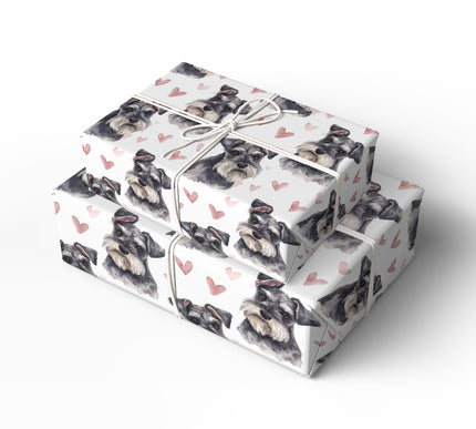 Silverwhisk Charm – Miniature Schnauzer love wrapping paper