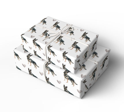 Stoneheart Sentinel – German Shepherd watercolor hearts wrapping paper