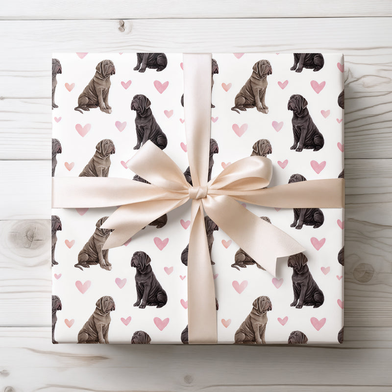 Tender Titan Rose – Neapolitan Mastiff love wrapping paper