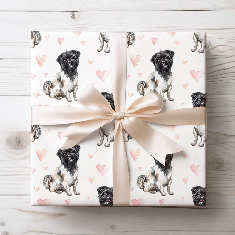 Velvet Pawsong – Romantic Affenpinscher Hearts wrapping paper