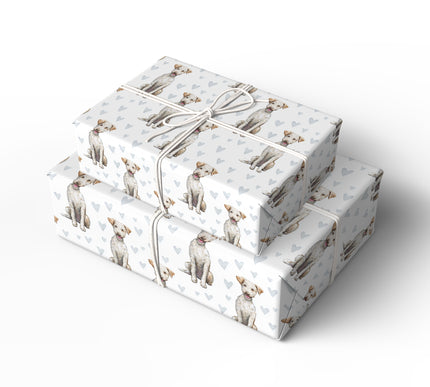 Bluebell Tender – Bedlington Terrier watercolor hearts wrapping paper